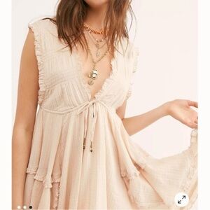 Free People Antoinette Mini Dress in Pebble Size L